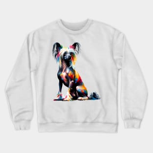 Colorful Abstract Chinese Crested Dog Art Portrait Crewneck Sweatshirt